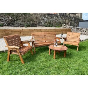 CHARLES TAYLOR TRADING Charles Taylor Wooden Garden Large 5 Seater Multi Chair Bench Set & Round Table
