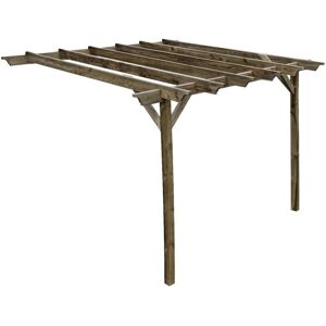 ARBOR GARDEN SOLUTIONS Lean to wooden garden pergola kit - Champion design wall mounted gazebo, 2.4m x 3m (Rustic brown finish)