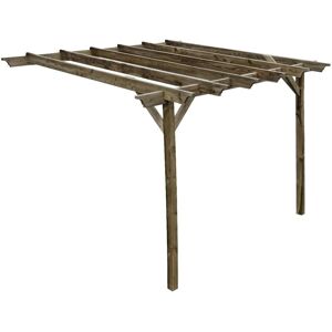 Arbor Garden Solutions - Lean to wooden garden pergola kit - Champion design wall mounted gazebo, 3m x 3.6m (Rustic brown finish)