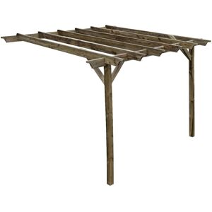 ARBOR GARDEN SOLUTIONS Lean to wooden garden pergola kit - Champion design wall mounted gazebo, 2.4m x 3.6m (Rustic brown finish)
