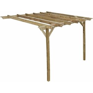 Arbor Garden Solutions - Lean to wooden garden pergola kit - Champion design wall mounted gazebo, 2.4m x 3m (Natural finish)