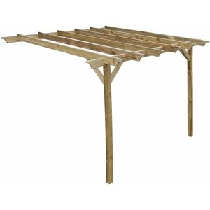 Arbor Garden Solutions - Lean to wooden garden pergola kit - Champion design wall mounted gazebo, 3m x 3.6m (Natural finish)