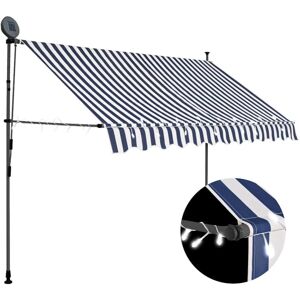 Vidaxl - Manual Retractable Awning with led 250 cm Blue and White