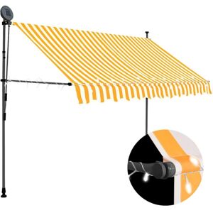 Vidaxl - Manual Retractable Awning with led 300 cm White and Orange