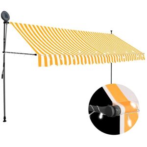 Vidaxl - Manual Retractable Awning with led 350 cm White and Orange