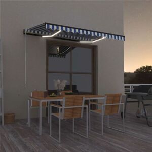 Bonnevie - Manual Retractable Awning,Manual Retractable Shadewith led 350x250 cm Blue and White VSVS297838