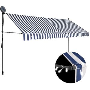 Bonnevie - Manual Retractable Awning,Manual Retractable Shadewith led 400 cm Blue and White VSVS776446