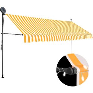Bonnevie - Manual Retractable Awning,Manual Retractable Shadewith led 400 cm White and Orange VSVS197077