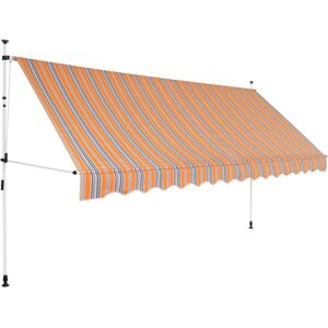 Bonnevie - Manual Retractable Awning,Outdoor Privacy Awning 350 cm Yellow and Blue Stripes CFW72585