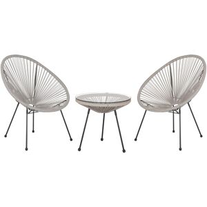 Beliani - Mid Century Modern Garden Bistro Set Table Chairs 3 Piece Light Grey Acapulco ii