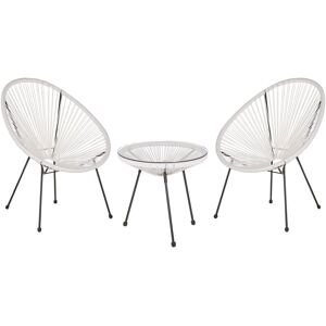 Beliani - Mid Century Modern Garden Bistro Set Table and Chairs 3 Piece White Acapulco ii
