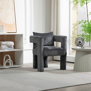 ABRIHOME Modern Chenille Lounge Chair with a Unique Hollow Armrest Design, Comfortable Cushions and Pillows, Suitable for Living Rooms, Dining Rooms, Set of