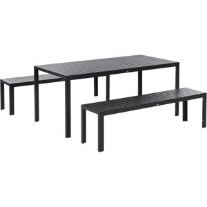 Beliani - Modern Garden Dining Set Table with 2 Benches Aluminium Black Nardo