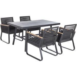 BELIANI Modern Outdoor Garden Dining Set Black Metal Aluminium 4 Seater Cushions Canetto