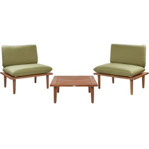 Beliani - Modern Outdoor Garden Lounge 2 Seater Set with Cushions Olive Green Certified Acacia Wood Frascati