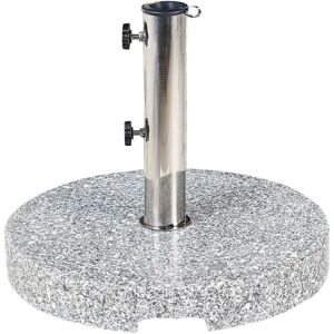 Beliani - Modern Outdoor Garden Round Umbrella Base Granite Stainless Steel Grey Ceggia