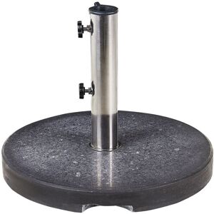 Beliani - Modern Outdoor Garden Round Umbrella Base Granite Stainless Steel Black Ceggia