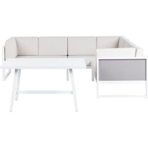 Beliani - Modern Outdoor Lounge Set with Coffee Table White Aluminium Off-White Cushions Castella/Fratte