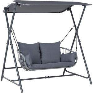 Beliani - Modern Outdoor Swing pe Seat Polyester with Canopy Steel Frame Dark Grey Fiastra