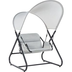 Beliani - Modern Outdoor Swing Seat Polyester with Mesh Canopy Steel Frame Light Grey Solagna