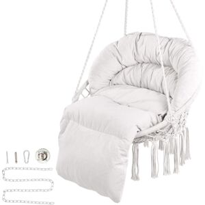 Mophorn - Hanging Hammock Swing Chair, 330 Lbs Capacity, Macrame Hanging Chair with Cushion and Mounting Hardware, Cotton Rope Swing Chair for
