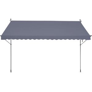 Mophorn - Patio Awning Retractable, 178 x 47in, with a manual crank handle. 86 to 122 Inches Height adjustable. Dark Gray outdoor patio canopy,