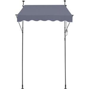 Mophorn Patio Awning Retractable, 59 x 47in, with a manual crank handle. 86 to 122 Inches Height adjustable. Dark Gray outdoor patio canopy, suitable