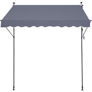 Mophorn - Patio Awning Retractable, 98 x 47in, with a manual crank handle. 86 to 122 Inches Height adjustable. Dark Gray outdoor patio canopy,