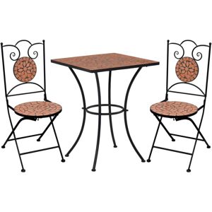 3 Piece Mosaic Bistro Set Ceramic Tile Terracotta Vidaxl