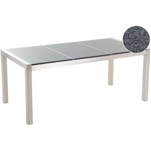 Beliani - 6 Seater Garden Dining Table Granite Triple Top Steel Frame Grey 180 x 90 cm Grosseto