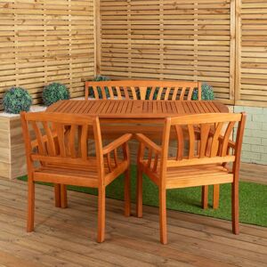 Samuel Alexander - Outdoor 4 Person Rectangular Wooden Garden Dining Table 2 Chairs & Bench Furniture Set