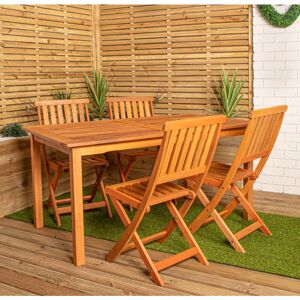 Samuel Alexander - Outdoor 4 Person Rectangular Wooden Garden Patio Dining Table Chairs Set