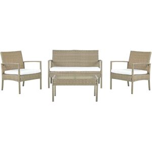 Beliani - Outdoor 4 Piece Garden Sofa Conversation Set Faux Rattan Light Brown Marsala