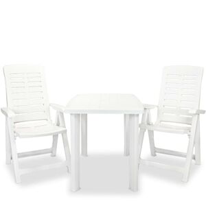 3 Piece Bistro Set Plastic White vidaXL