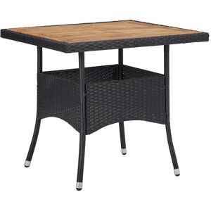 Outdoor Dining Table Black Poly Rattan and Solid Acacia Wood Vidaxl