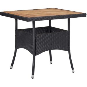 Bonnevie - Outdoor Dining Table Black Poly Rattan and Solid Acacia Wood VSVS664806