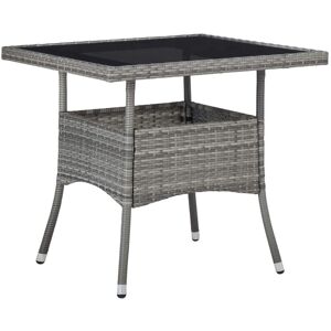 Bonnevie - Outdoor Dining Table,Dinner table,Eating table Grey Poly Rattan and Glass VSVS968785