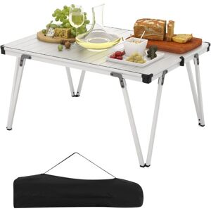 Costway - Outdoor Folding Camping Table Picnic Table w/ Storage Bag-Silver