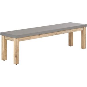 Beliani - Garden Bench Grey Fibre Cement Seat Light Acacia Wood Base 3 Seater Ostuni