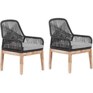 Beliani - Garden Dining Chairs Set of 2 Wicker Polypropylene Steel Frame Black Olbia