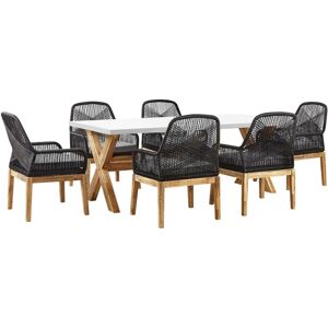 BELIANI Garden Dining Set 6 Seater OLBIA with Cushions Concrete Black