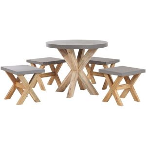 BELIANI Garden Dining Set with Stools 4 Seater OLBIA Concrete Grey