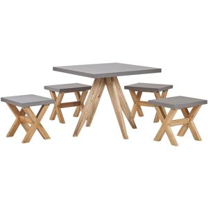 BELIANI Garden Dining Set with Stools 4 Seater OLBIA Concrete Grey