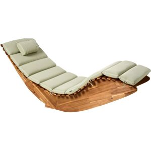 BELIANI Sun Lounger with Cushion BRESCIA PREMIUM Acacia Wood Light Green
