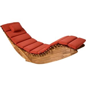 BELIANI Sun Lounger with Cushion BRESCIA PREMIUM Acacia Wood Red