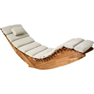 BELIANI Sun Lounger with Cushion BRESCIA PREMIUM Acacia Wood Taupe