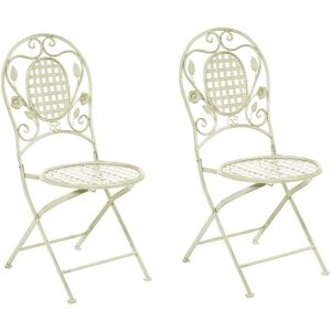 Beliani - Outdoor Garden Set of 2 Chairs Foldable Distressed Metal Light Green Bovio
