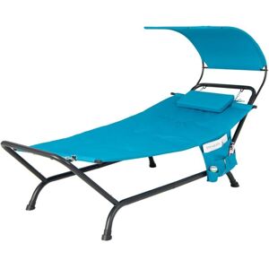 Costway - Outdoor Hammock Patio Hanging Chaise Lounge Chair Swing Hammock Bed-Navy