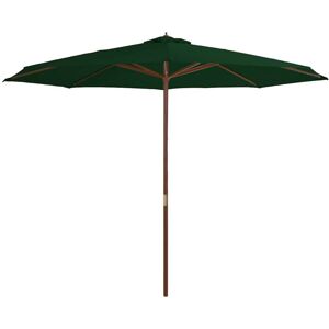 Garden Parasol with Wooden Pole 350 cm Green Vidaxl