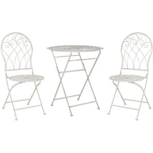 Beliani - Outdoor Patio 3 Piece Bistro Set White Distressed Effect Metal Table and Chairs Stiffe